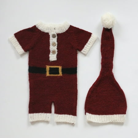 

Wolfast Promotion Christmas Newborn Infant Baby Boys Girls Knitting Jumpsuit Hat Cap Outfits Photography Props