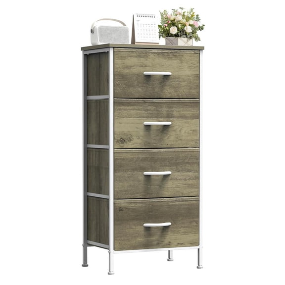 Topcobee Wooden Top Cabinet Nightstand Dresser for Closet, Modern Furniture for Living Room Bedroom, 4-Drawer Chest of Drawers, Oak