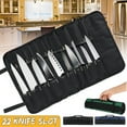 thumbnail image 3 of Hevirgo 22 Pockets Portable Carrying Kitchen Chef Knife Roll Bag Cutlery Storage Case,Black, 3 of 10