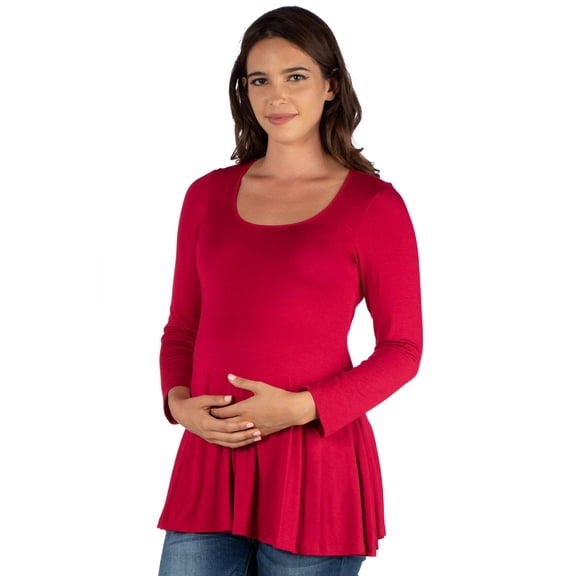 Maternity Long Sleeve Scoop Neck Swing Top