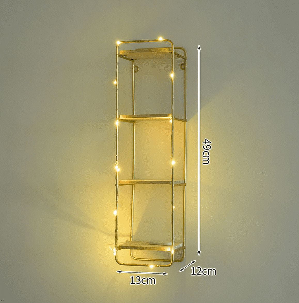 Iron Pilaster Shelf, Living Room Bathroom Wall Basket - Gold (Without Lamp)