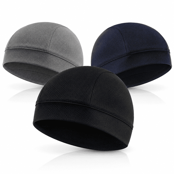 3 Pcs Cooling Skull Cap Helmet Liner Sweat Wicking Cycling Running Hat for Men Women