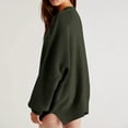 thumbnail image 4 of Duoif Sweaters for Women Trendy Women's Solid Color Fashion Casual Loose Knitted Split Round Neck Pullover Sweater Women's Sweaters Womens Tops Army Green L, 4 of 7