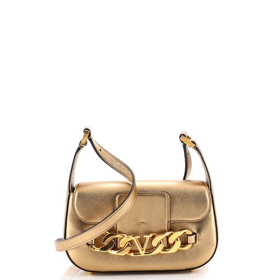 Pre-Owned VLogo Chain Flap Shoulder Bag Leather Small By Rebag