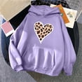 thumbnail image 2 of Womens Hoodies Graphic Plus Size Heart Printed Oversized Sweatshirt Casual Loose Pullover Hooded Top Pockets (Purple L), 2 of 3