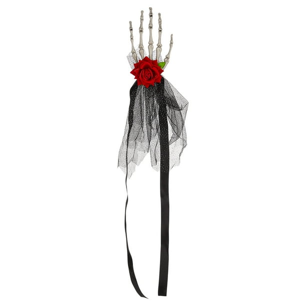 Mom's Best Pinzas para el cabello con forma de hueso de bruja para fiesta de Halloween con rosas, Día de los Muertos