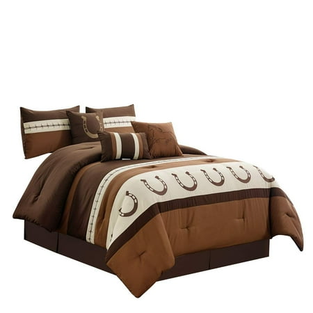 Wpm World Products Mart 7 Piece Rustic Comforter Set Brown Beige