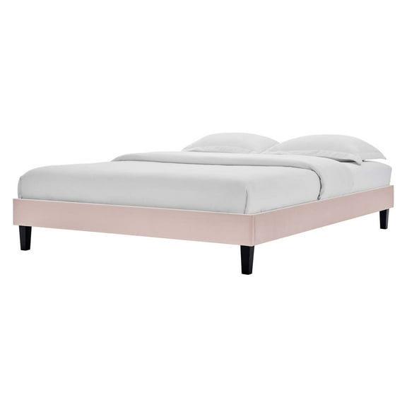 Platform Bed Frame, Twin Size, Velvet, Pink, Modern Contemporary Urban Design, Bedroom Master Guest Suite