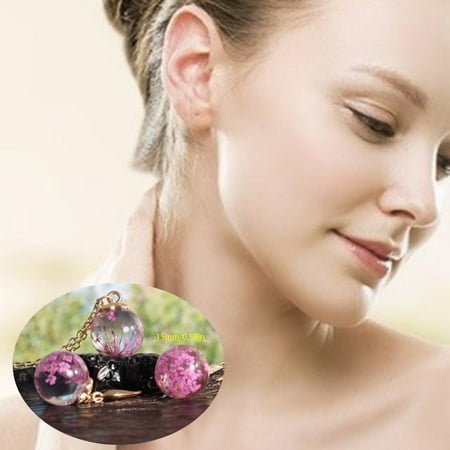 - Women's Dried Flower Pendant Necklace Earring Resin Crystal Flower Jewelry Set