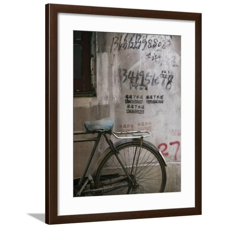 Bicycle and Graffitti, Taikang Road Arts Center, French Concession Area, Shanghai, China Framed Print Wall Art By Walter