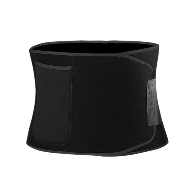 Waist Support Unisex Waist Trimmer Fitness Belt Waist Trainer Sauna Belt Abdominal Wrap Back Brace (Black, L) L Black