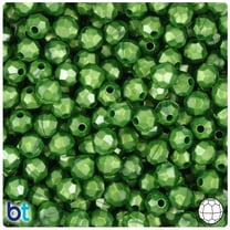 BeadTin Dark Green Pearl 8mm Faceted Round Plastic Beads (450pcs)
