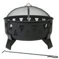 thumbnail image 3 of Sunnydaze 34" Round Wood-Burning Fire Pit Black Finish Steel Fire Pit with Stripe Cutouts, 3 of 9