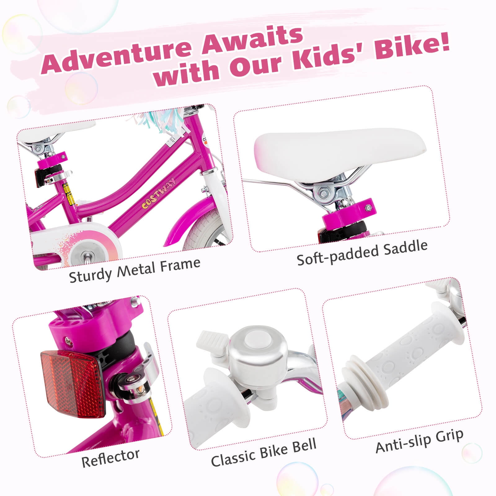 Costway 12 Inch Kids Bike with Training Wheels Doll Seat
