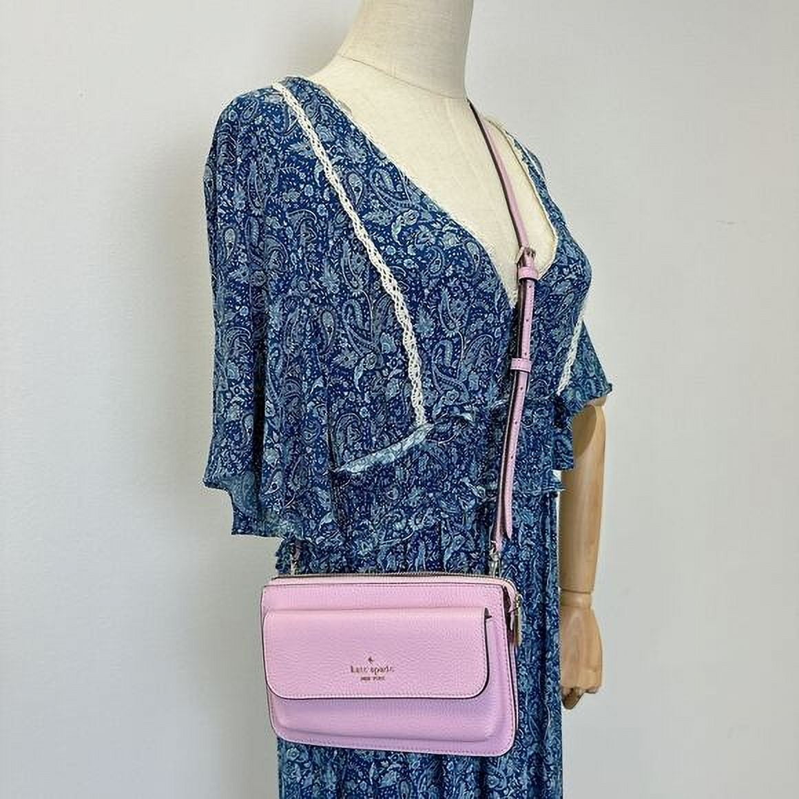 Kate Spade K8284 Leila Small Pebbled Leather Crossbody Bag In Quartz Pink