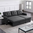 thumbnail image 2 of Aukfa 83" Sofa Bed, Sleeper Sofa, Pull Out Bed w/ Storage Chaise for Living Room, Linen, Dark Gray, 2 of 10