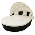 thumbnail image 2 of Family Set Outdoor rattan daybed sunbed with Canopy Wicker Furniture, Round Outdoor Sectional Sofa Set, black Wicker Furniture Clamshell Seating with Washable Cushions, 2 of 9