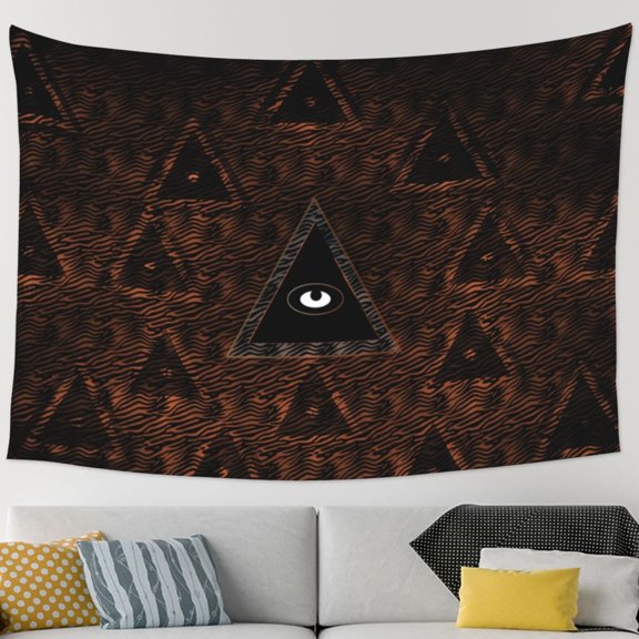 TEQUAN Illuminati Triangle Eye Pattern Large Tapestry, Aesthetic Tapestries Wall Hanging for Bedroom Living Room College Dorm Decor, 90 x 60 inches