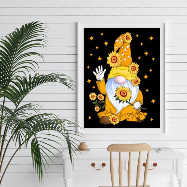 Cuadros Decorativos 5D DIY Rhinestone Diamante Pintura Sin Rostro Gnomo Kit Completo Taladro Redondo Imágenes Likrtyny embutido en tela