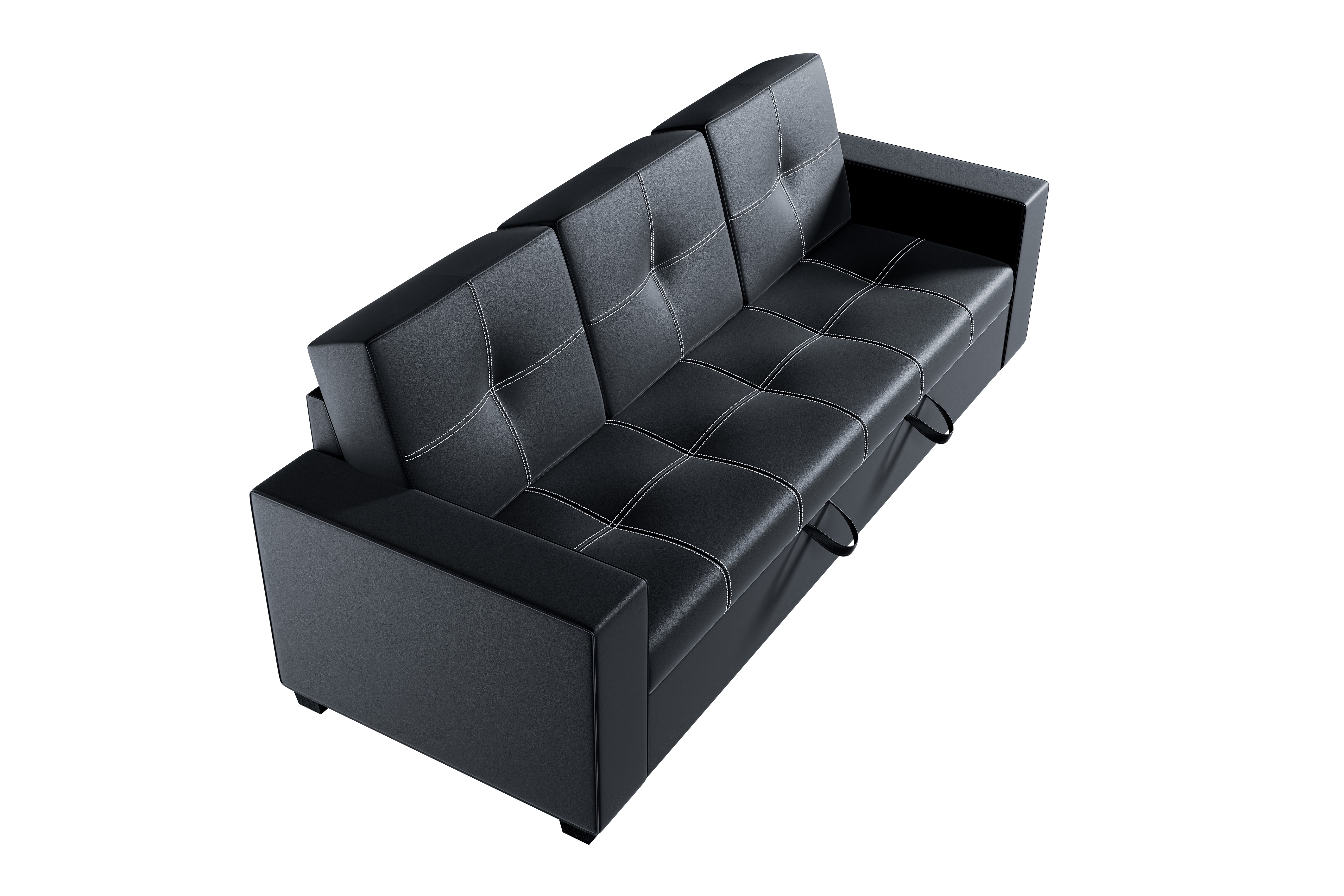 Poundex  Furniture Faux Leather Convertible  Sofa  in  Black