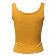 thumbnail image 3 of A2Y Women's Basic Solid Double Scoop Neck Rib Cropped Tank Top Mustard S, 3 of 6