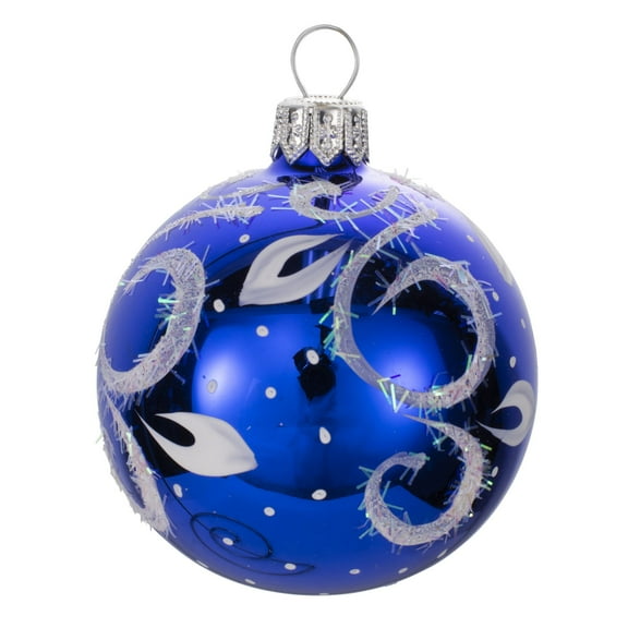 "Intrigue" Glass Christmas Ball Ornament (blue, glossy)