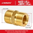 thumbnail image 2 of YAMATIC Pressure Washer Hose Connector, Solid Brass M22-14mm Male Coupler Adapter, 5000 PSI Extension Fitting, 1 Pack, 2 of 6
