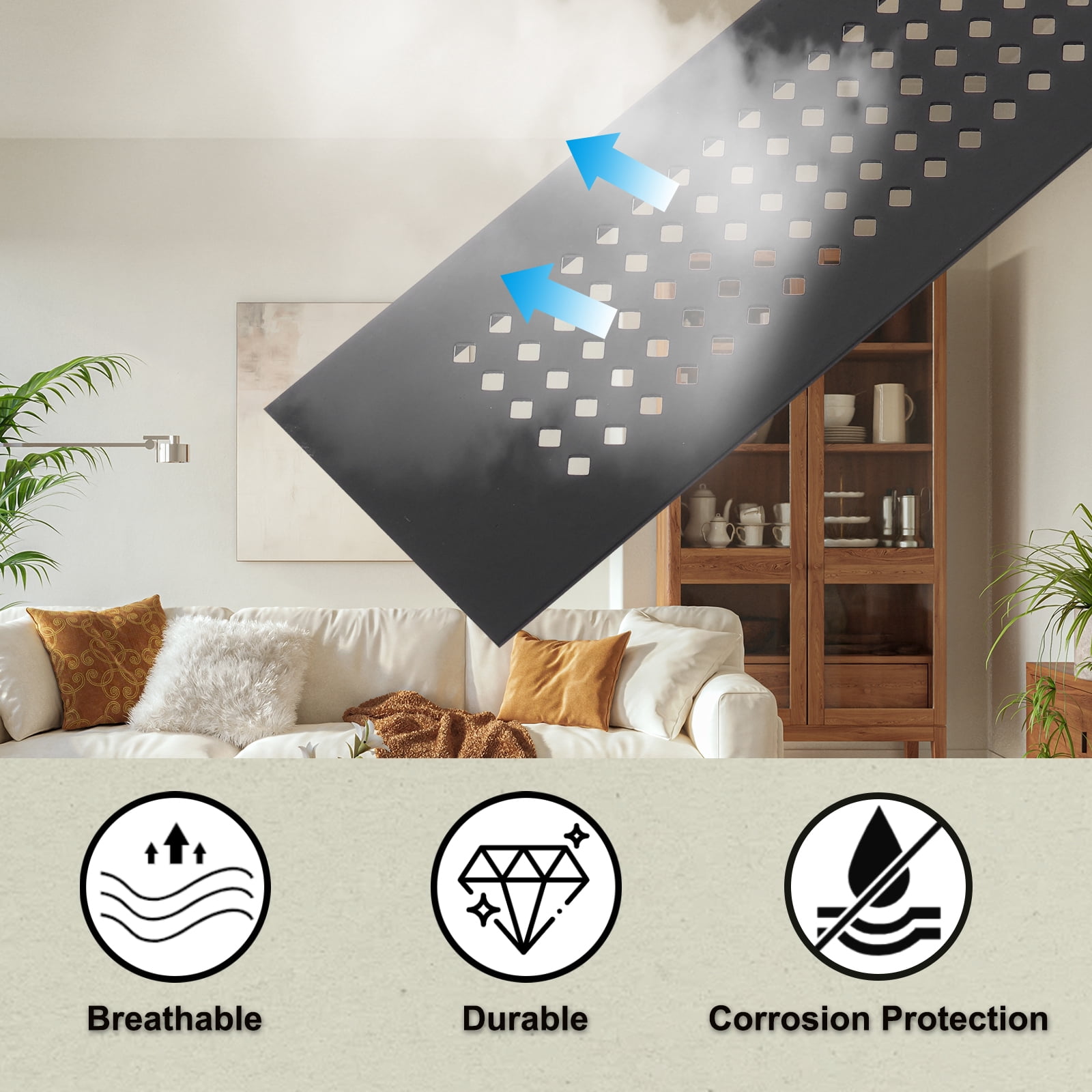 Uxcell 2Pcs 14 x 2" Door Air Vent Cover Grille Ventilation Cover with Screw Black