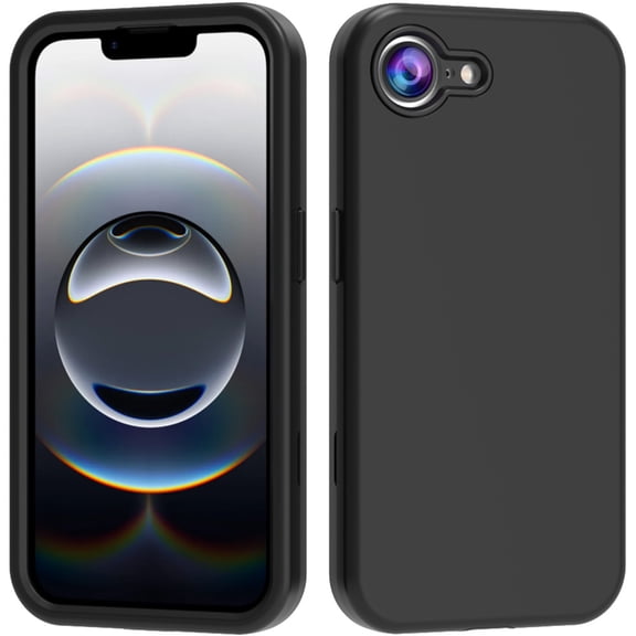 Case for iPhone 17e / iPhone 16e, 3 Layers Protection PU Leather & Hard PC Hybird Case Heavy Duty Military-Grade Drop Bumper Silicone Back Shockproof Anti-Scratch Shell, Black