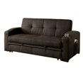 thumbnail image 2 of Futon Sofa- Brown Fabric Upholstery- Pull Out Base- Button Tufting, 2 of 5