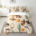 thumbnail image 3 of Manfei Cowgirl Cowboy 7 Pieces Bedding Comforter Set, Western Tribal Hat Boot Full Bedding Set, Farmhouse Horse Animal Reversible Fitted Sheet Flat Sheet, Breathable Home Decor, 3 of 8