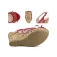thumbnail image 2 of BLISSFUL STEP Platform Heels Lace Bow Slingback Wedge Sandals for Women Red 7, 2 of 6