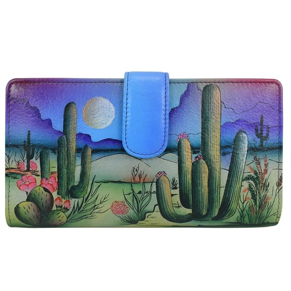 Anna by Anuschka Women's Original Hand-Painted Genuine Leather Two-Fold Wallet - Desert Moon
