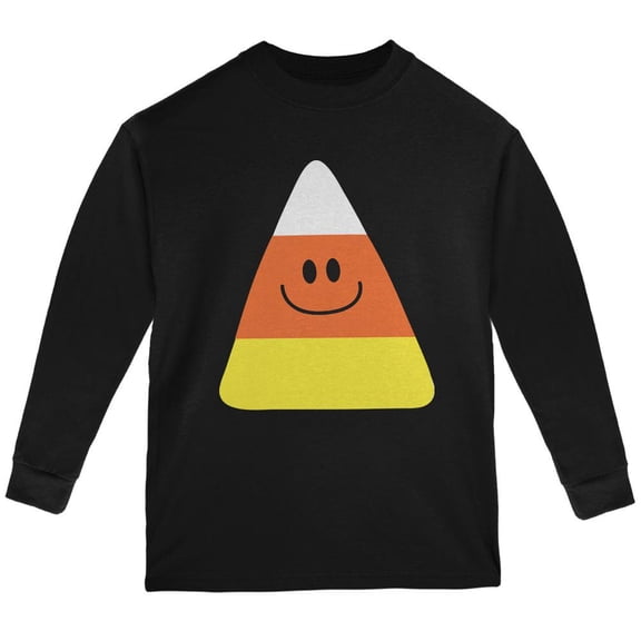 Halloween Candy Corn Costume Black Youth Long Sleeve T-Shirt - Youth Medium