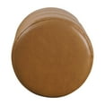 thumbnail image 3 of Benjara Sem Round Accent Ottoman- Brown Channel Tufted Faux Leather 18 Inch, 3 of 5