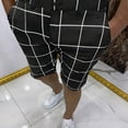 thumbnail image 2 of IROINNID On Sale Bermuda Shorts for Men Plaid Five-point Pants Suit Shorts Have Pockets Button Pants,Black, 2 of 6
