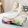 thumbnail image 4 of Feelyou Butterfly Letter B Quilt King for Women Girls, Retro Watercolor Floral King Coverlet Set, Multi-Color, 3-Piece, 4 of 7