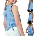 thumbnail image 2 of Qingpeng Girls Solid Athletic Tank Tops Sleeveless Workout Sports Shirts, 2 of 8