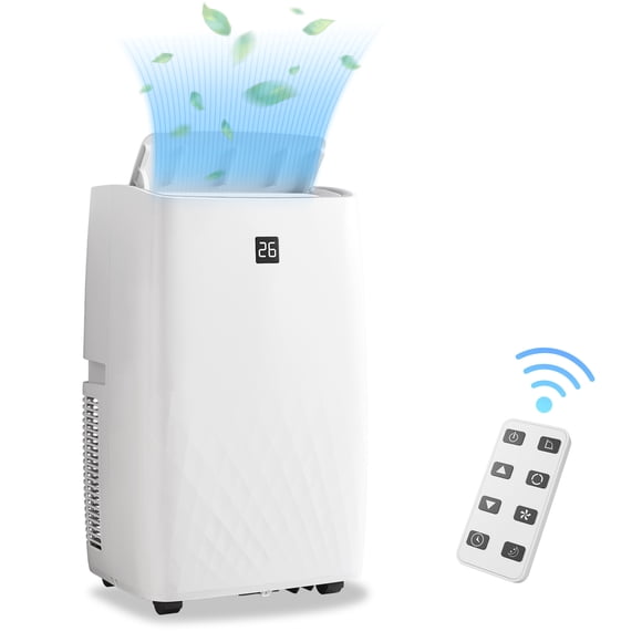 YUSAZENS Portable Air Conditioner 14000 BTU- Cools 750 Sq.Ft- Quiet with Dehumidifier Sleep Mode Timer Remote- White