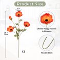 thumbnail image 2 of 28.3" Orange Artificial Poppy Flowers 3Pcs Silk Fake Poppy Flowers Real Touch Long Stem with 4 Heads for Centerpiece Bouquet Table Home Decoration, 2 of 6