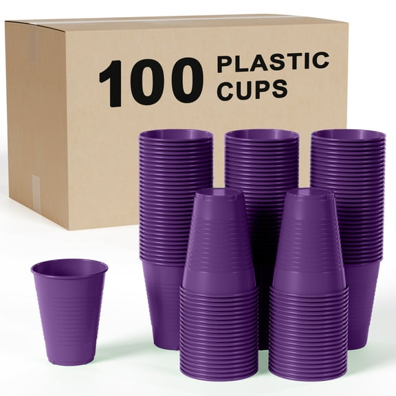 100-Pack 12 Oz Purple Disposable Plastic Cups - Durable and Stylish Party Cups