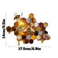 thumbnail image 2 of Stained Glass Bee and Floral Suncatcher, Handcrafted Hanging Window Art, Vibrant Honeycomb Design, 12x10 Inches, 2 of 3