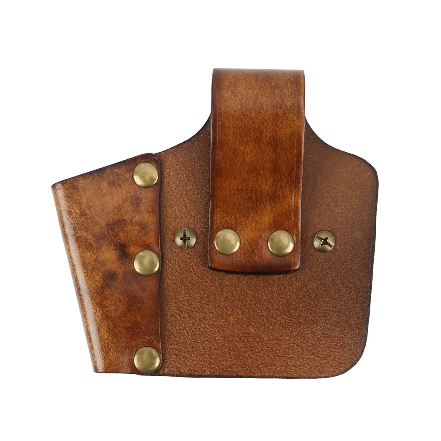 TOURBON Leather Tape Measure Hanger Screwdriver/Pencil Holder Tools Carrier Brown