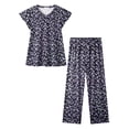 thumbnail image 6 of Fantaslook Flower Womens Pajamas Sets Two Piece Casual Lounge Sets Ruffle Sleeve Tops Wide Leg Pants with Pockets Summer Sleepwear Travel Outfits, 6 of 7