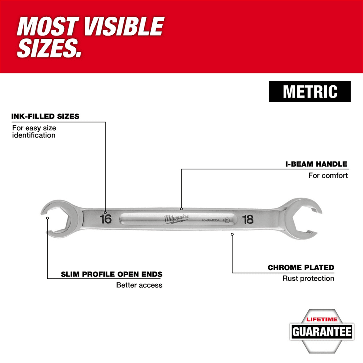 Milwaukee Tool 6pc Double End Flare Nut Wrench Set - Metric