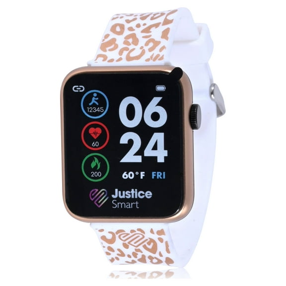 Justice Female Tween Smart Watch with Leopard Silicone Strap (JSE4210WM)