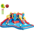 thumbnail image 2 of SPECSTAR Inflatable Bounce House Water Bouncer Jumping Castle with 450W Air Blower, Double Water Slide, Sprinkler, Splash Pool, Basketball Hoop, Water Gun, Climbing Wall for Kids Outdoor Backyard, 2 of 9