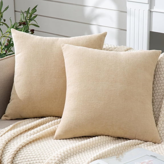 Dtwnek Set of 1 Solid Color Chenille Cushion Case Throw Pillow Cover for Couch Sofa Bed Living Room, 18 X 18 Inch