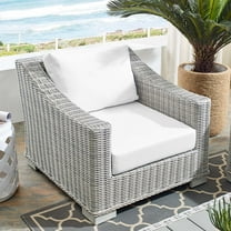 Modway Conway Sunbrella® Outdoor Patio Wicker Rattan Armchair in Light Gray White