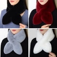 thumbnail image 2 of Women's Winter Plush Cross Scarf, Imitation Rabbit Fur Neck Warmer, Thickened Faux Fur Collar for Cold Weather, Versatile Soft Wrap for Autumn & Winter, 32x4 Inches, 2 of 8